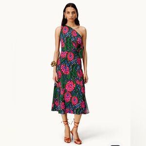 Mirae Debora Dahlia - Floral One-Shoulder Midi Dress - size 42